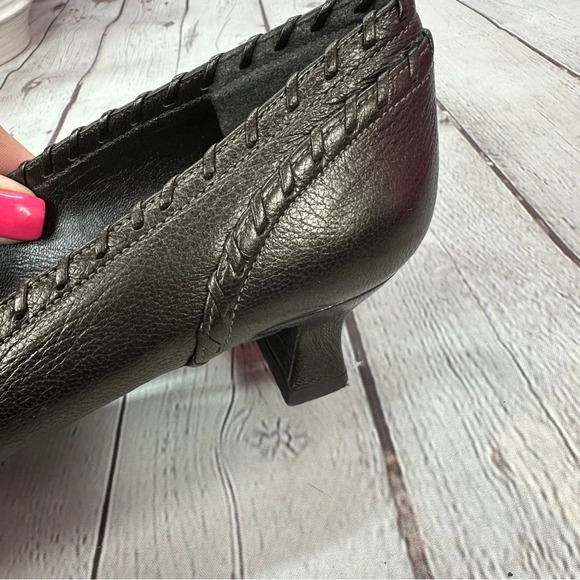 stuart weitzman leather designer kitten heel pump bronze color sz 9 SS narrow - Picture 11 of 14